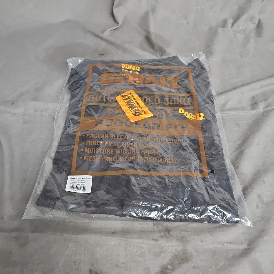 DEWALT RUTLAND POLO IN BLACK/GREY SIZE 2XL