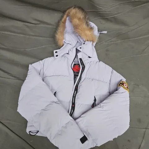 ZAVETTI CANADA KIDS' PUFFER JACKET WITH FUR TRIM – LIGHT VIOLET XS