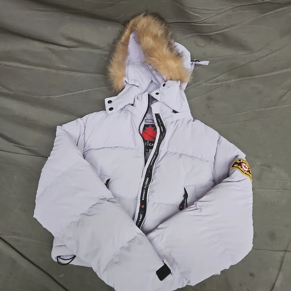 ZAVETTI CANADA KIDS' PUFFER JACKET WITH FUR TRIM – LIGHT VIOLET XS