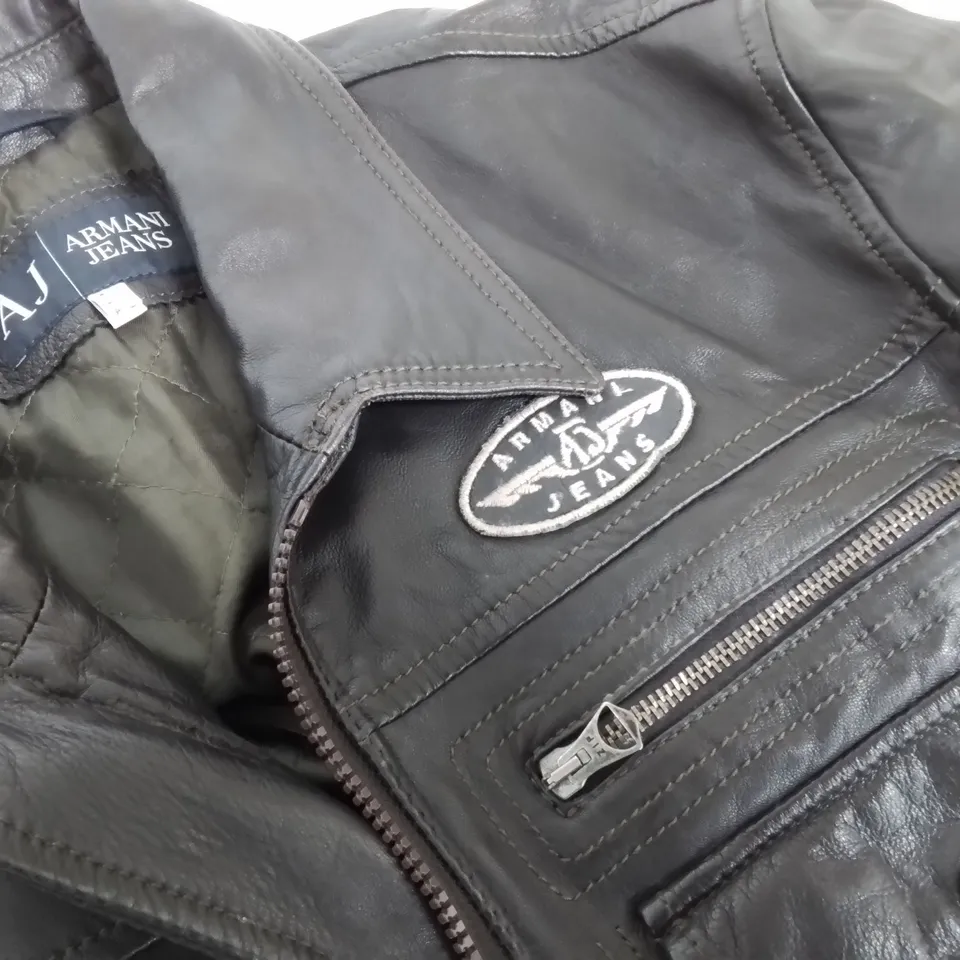 ARMANIJ3ANS BROWN LEATHER JACKET - GB 40