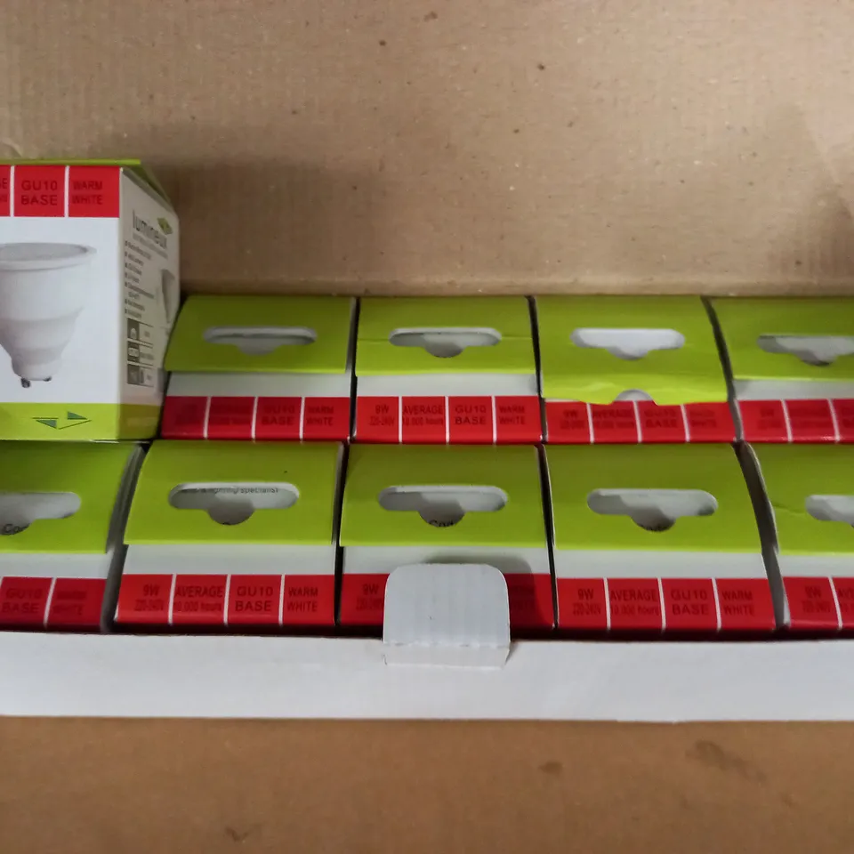 LOT OF 10 LUMINEUX GU10 BASE WARM WHITE LIGHT BULBS