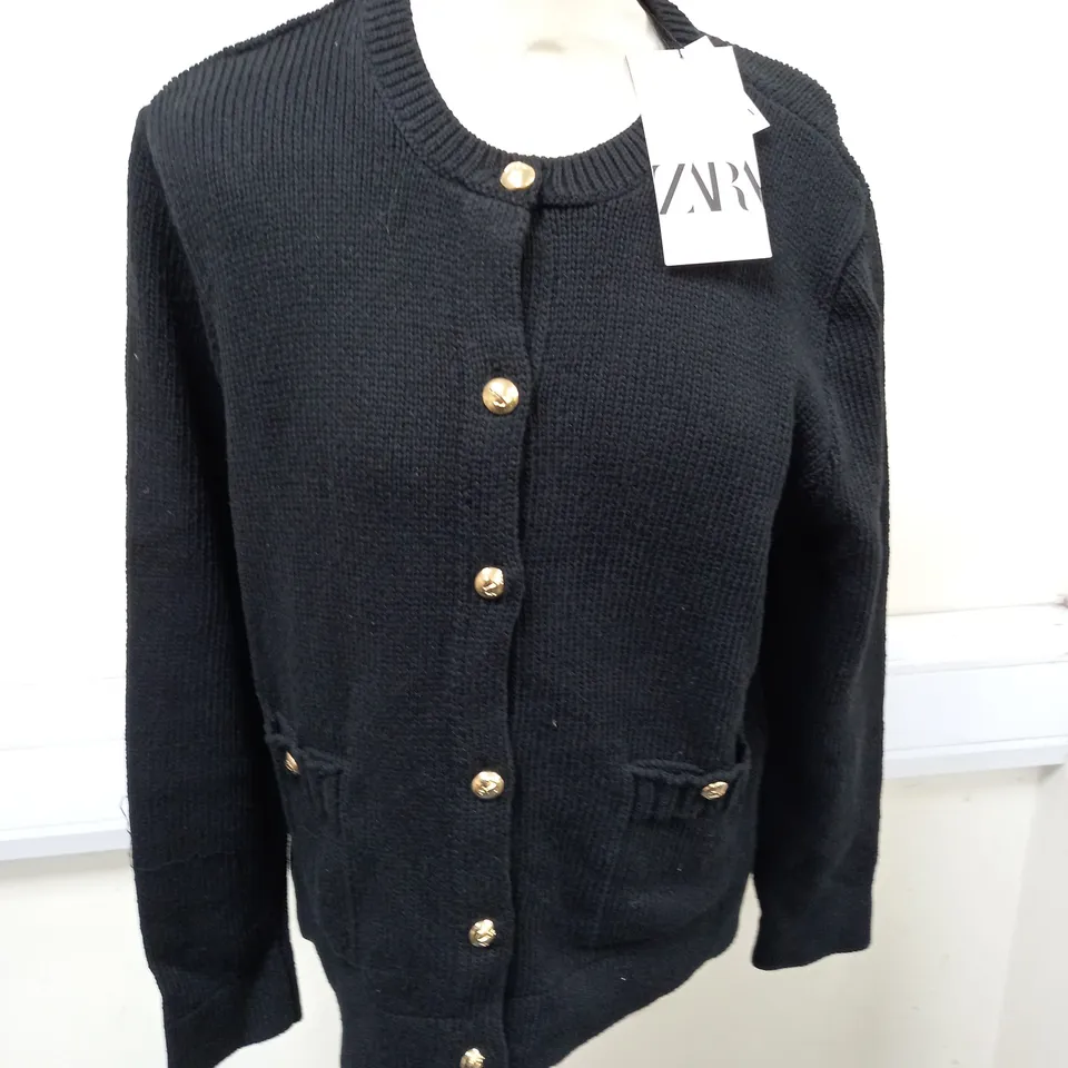 ZARA BLACK BUTTON THROUGH CARDIGAN - L