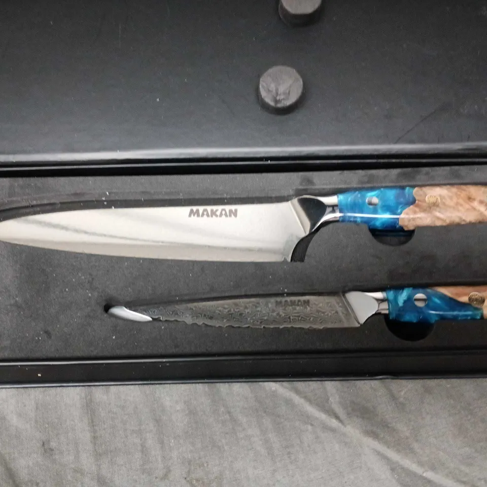 DAMASCUS STEEL BY MAKAN – 8" CHEF'S KNIFE & 5" UTILITY KNIFE SET (BOXED)