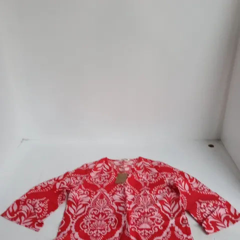 UK 10 BODEN RED & WHITE PATTERNED WOMEN'S TOP 