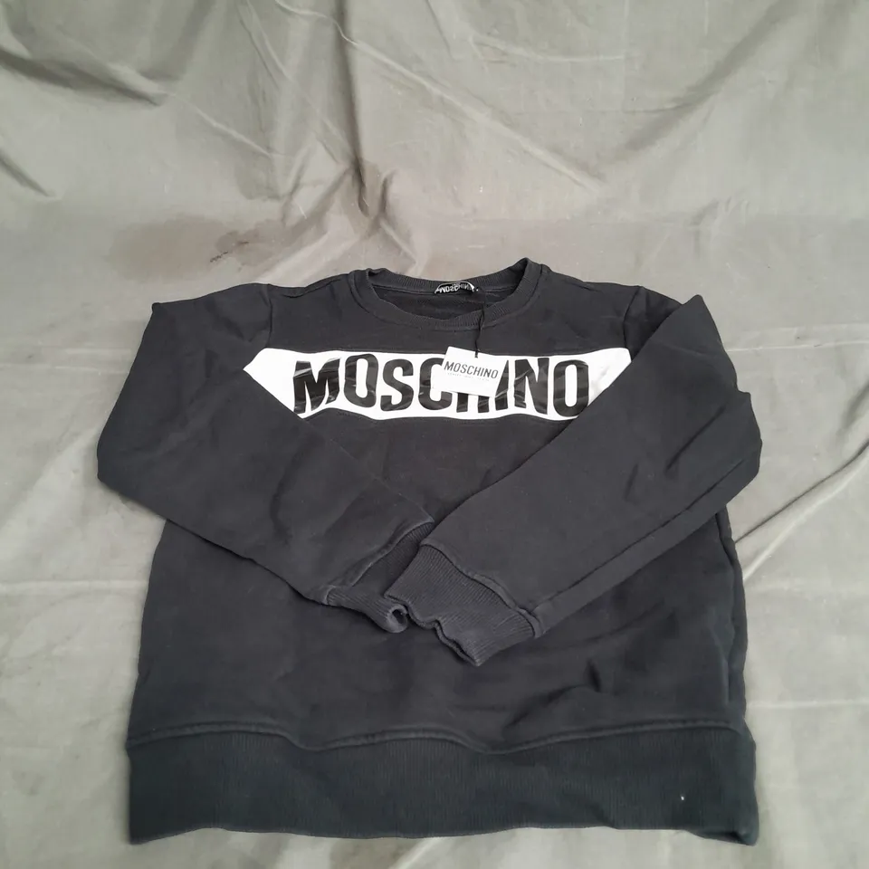 MOSCHINO TEEN CREW JUMPER IN BLACK SIZE 14YRS