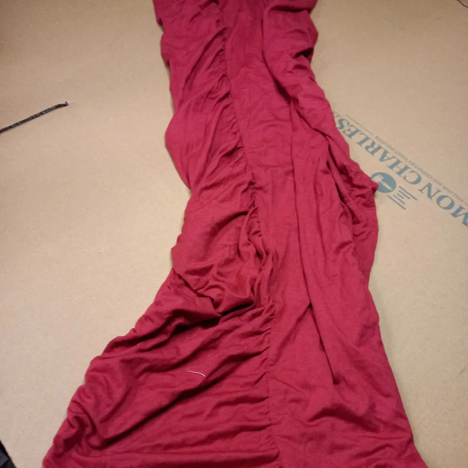 ASOS RED RUCHED SWEETHEART NECK MIDI DRESS - SIZE 8