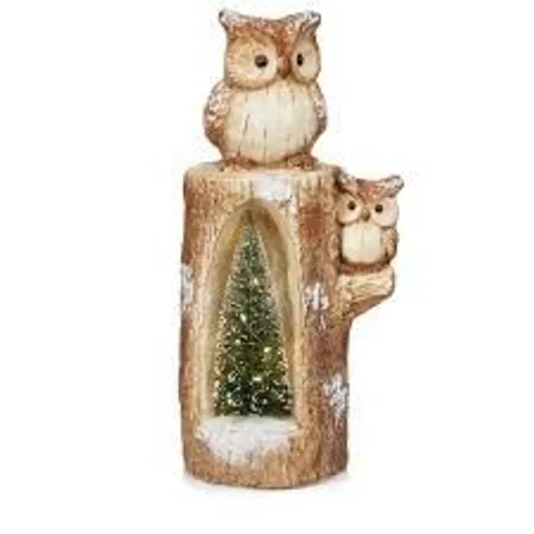 GRUMPY GARDENER PRE LIT LED NOVELTY CHRISTMAS TREE LOG