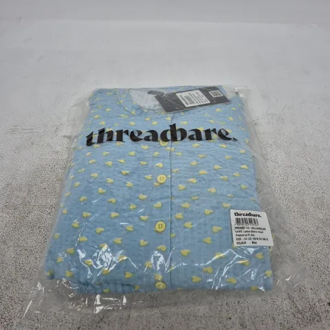THREADBARE LADIES CLAIRE HEART PRINTED PJ SET β BLUE, UK 10
