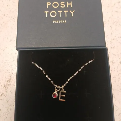 POSH TOTTY DESIGNS BIRTHSTONE & INITIAL CHARM NECKLACE STERLING SILVER
