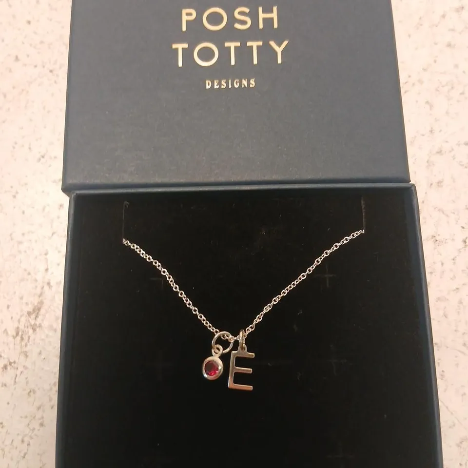 POSH TOTTY DESIGNS BIRTHSTONE & INITIAL CHARM NECKLACE STERLING SILVER