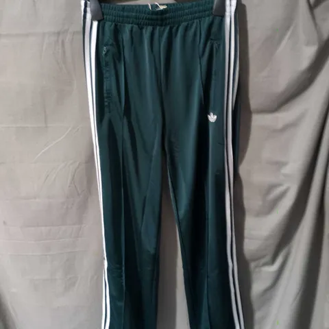 ADIDAS FIREBIRD TRACK PANTS – GREEN WITH WHITE SIDE STRIPES - SIZE S