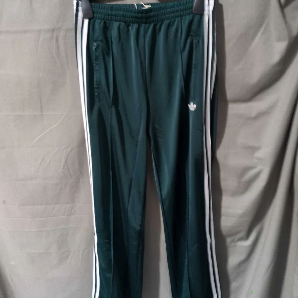 ADIDAS FIREBIRD TRACK PANTS – GREEN WITH WHITE SIDE STRIPES - SIZE S
