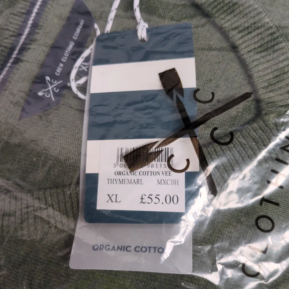CREW CLOTHING COMPANY ORGANIC COTTON JUMPER– THYME MARL, XL