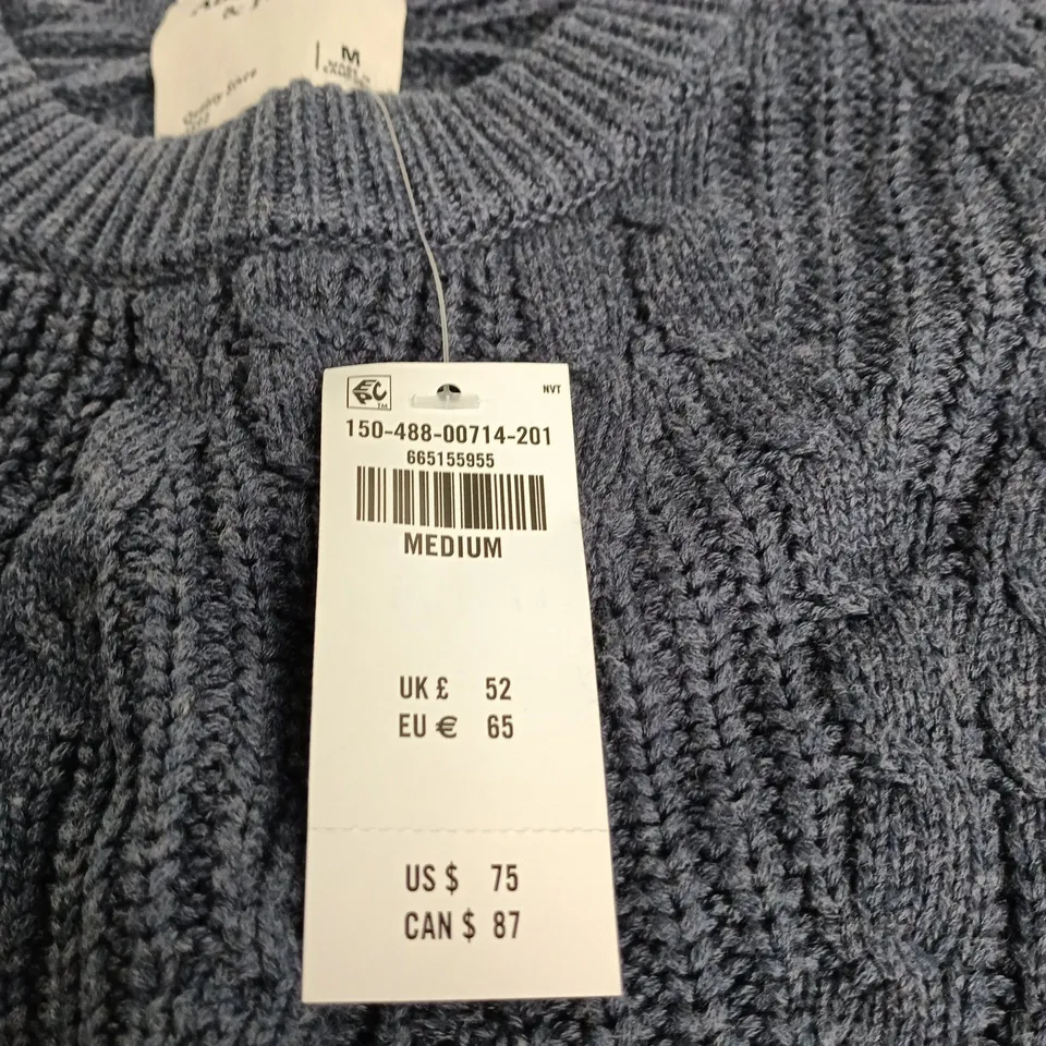 ABERCROMBIE & FITCH KNIT SWEATER – NAVY – MEDIUM