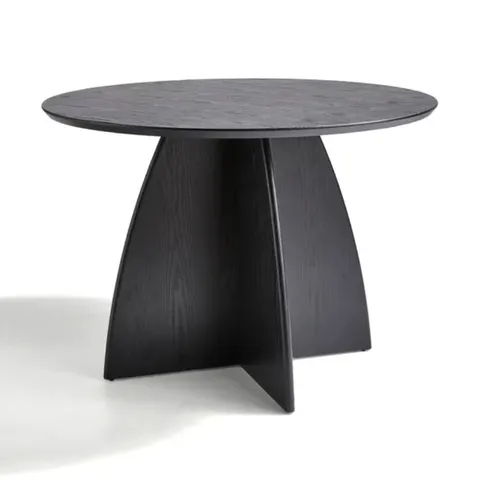 BOXED EFFY ROUND DINING TABLE - BLACK WOOD EFFECT