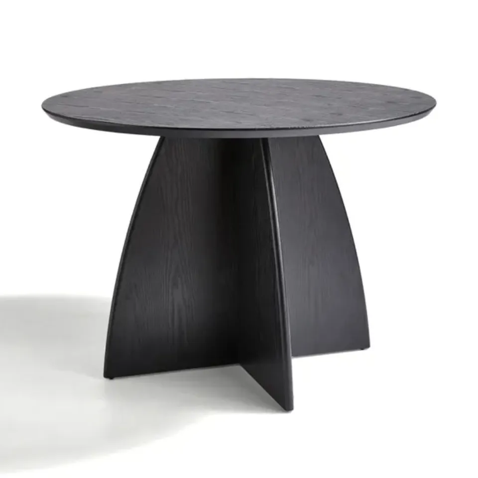 BOXED EFFY ROUND DINING TABLE  - BLACK WOOD EFFECT