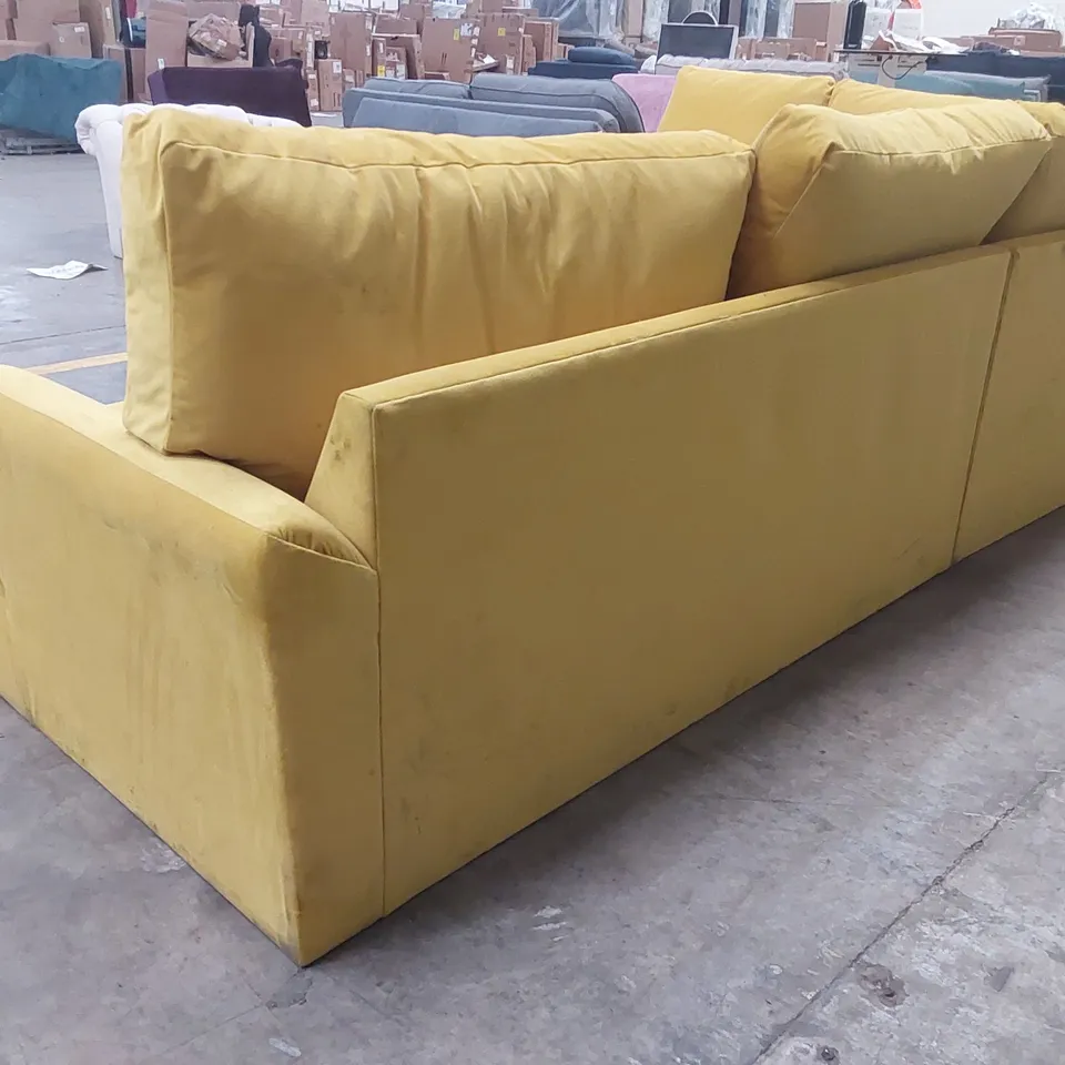 QUALITY DESIGNER YELLOW VELVET CORNER SOFA