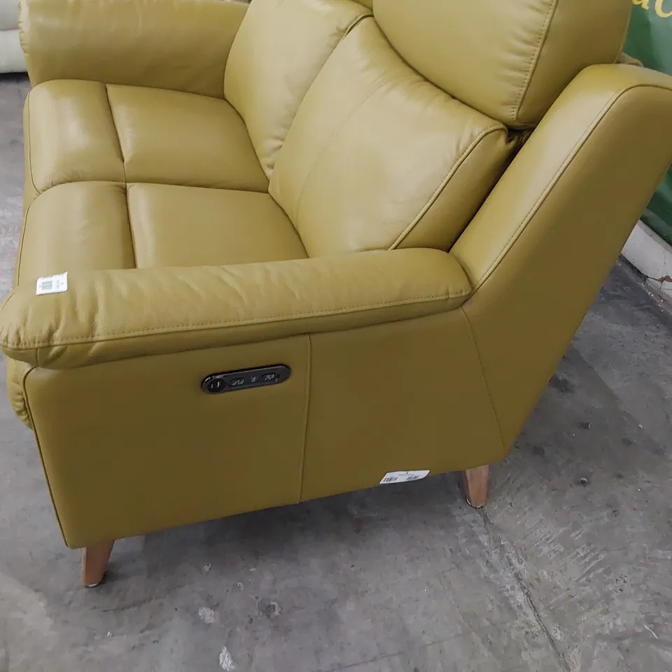 DESIGNER POWER RECLINING TWO SEATER SOFA GOLDEN GREEN LEATHER 