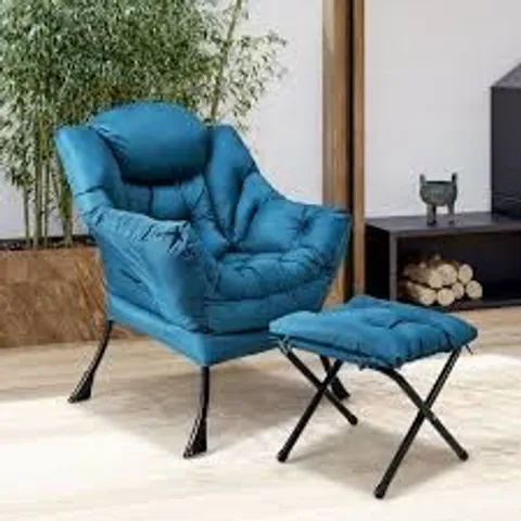 BOXED MODERN LAZY SOFA CHAIR LEISURE ACCENT ARMCHAIR UPHOLSTERED LOUNGE CHAIR WITH FOLDABLE FOOTREST AND SIDE STORAGE POCKET