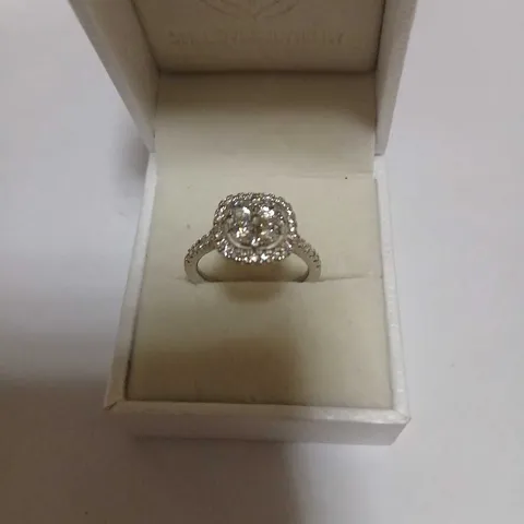 DIAMONIQUE 1.85CT TW CUSHION CUT CLUSTER RING STERLING SILVER 