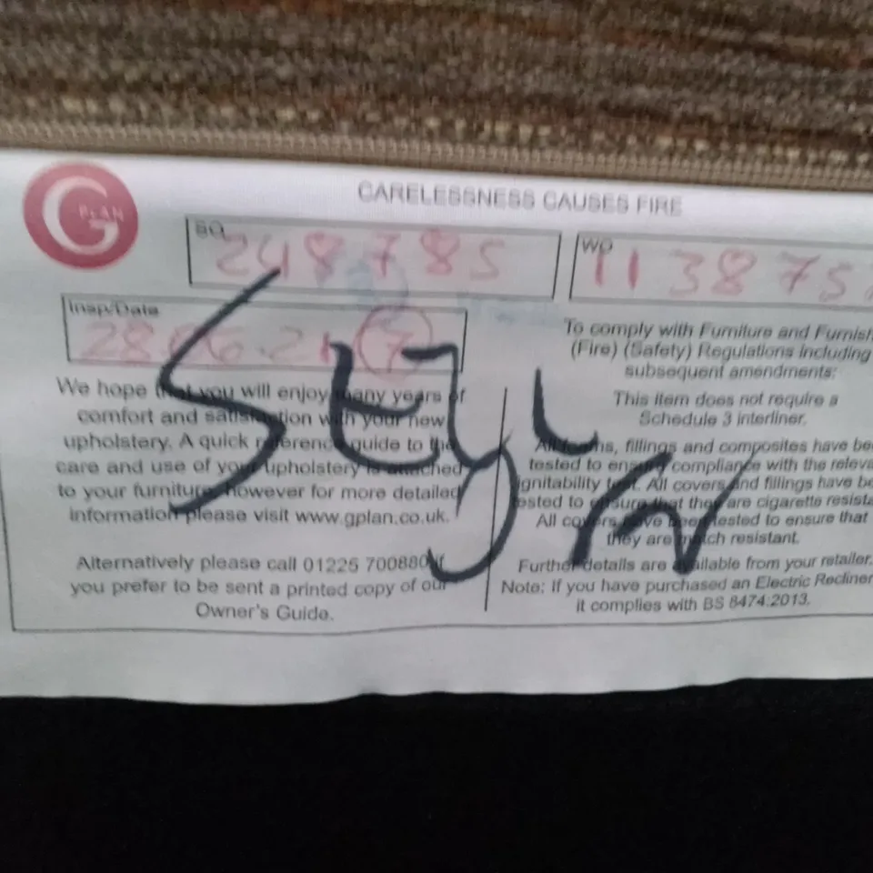 QUALITY DESIGNER G-PLAN BURFORD 3 SEATER (2 CUSH) SOFA - VICTORIA GINGER FABRIC