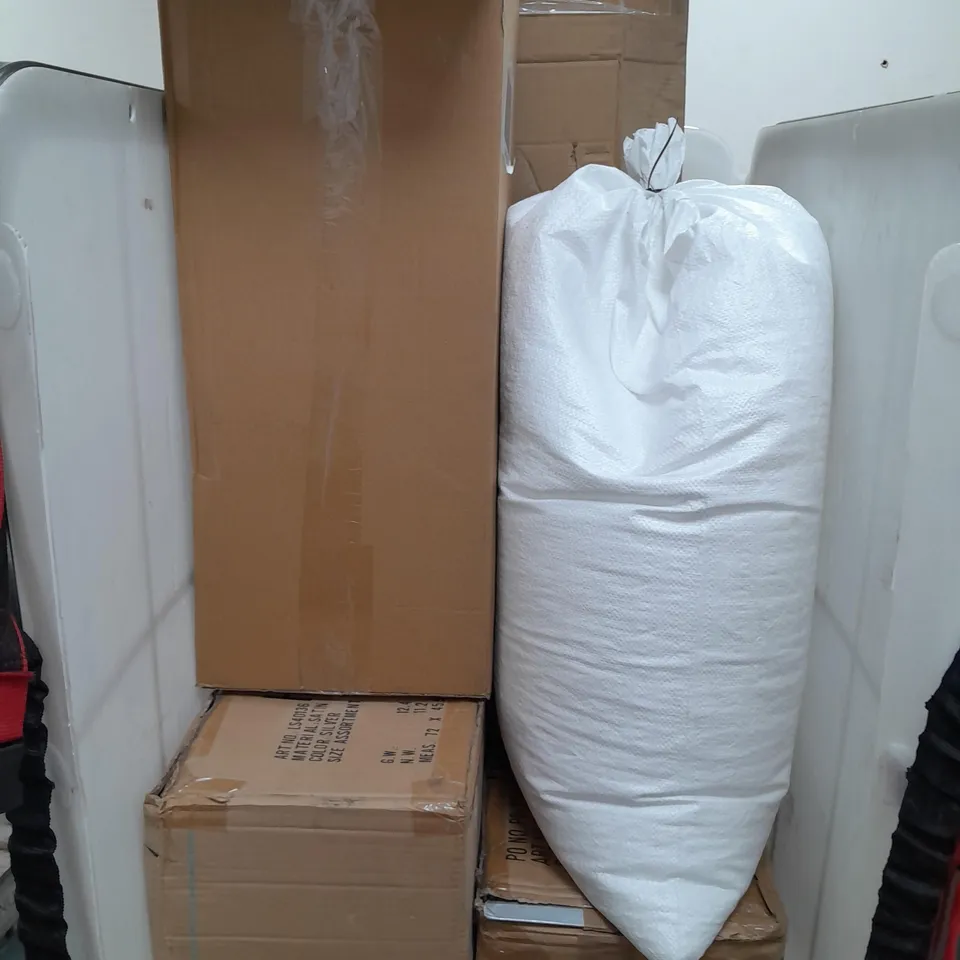 CAGE OF APPROX 5 ASSORTED ITEMS TO INCLUDE OCCASIONS BY CASSANDRA SHOES, POLYSTYRENE PACKAGING BALLS, GARDEN ORNAMENT ETC - COLLECTION ONLY