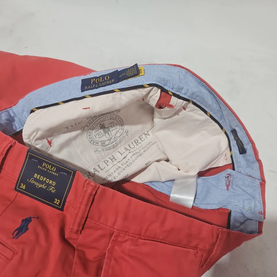 POLO RALPH LAUREN BEDFORD STRAIGHT FIT TROUSERS IN BERRY - 36X32