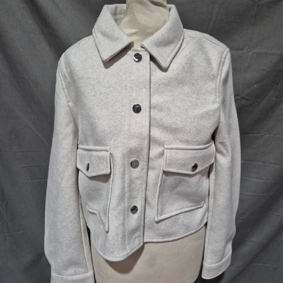 STRADIVARIUS CROPPED JACKET IN STONE SIZE XS