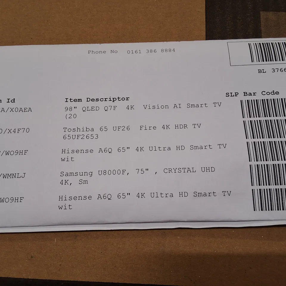 PALLET CONTAINING 5 ASSORTED DAMAGED TVS