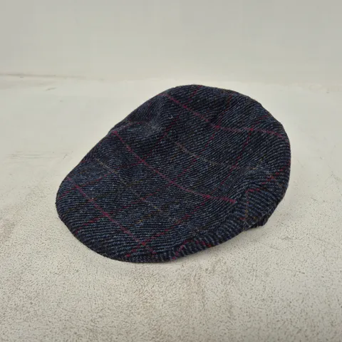 HARRIS TWEED DARK DENIM FLAT CAP SIZE LARGE