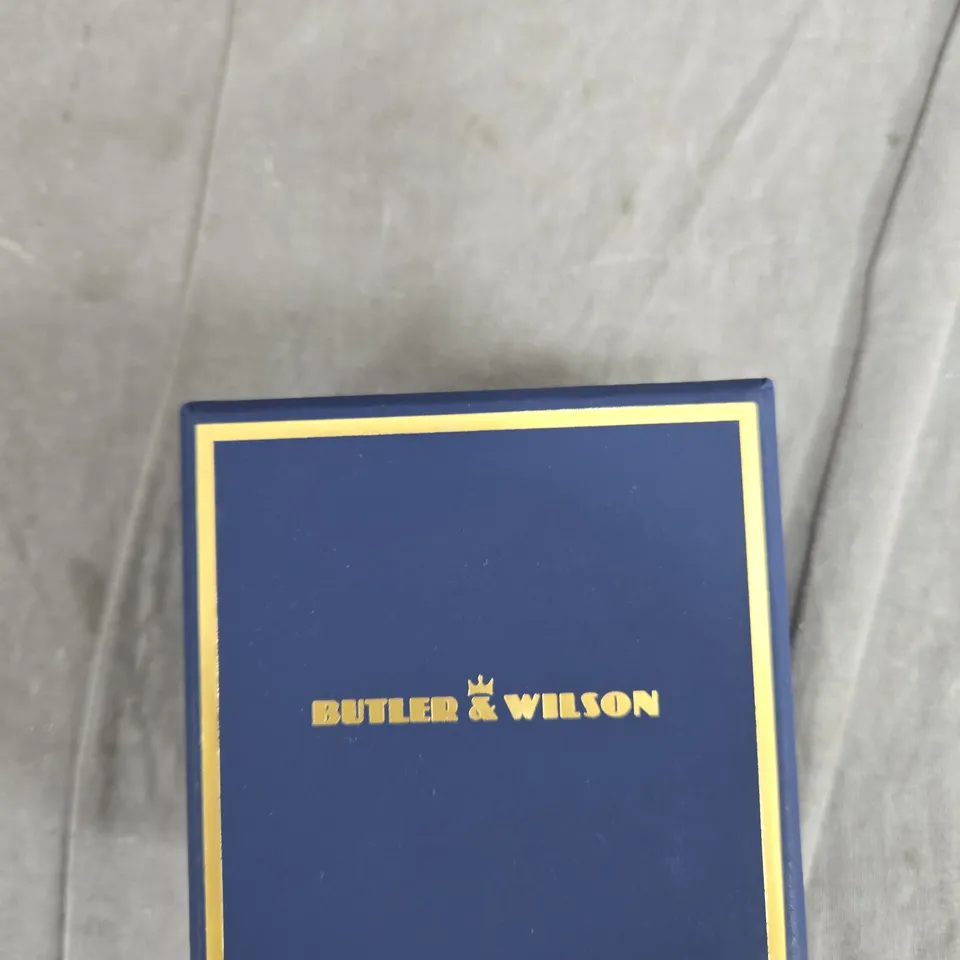 BUTLER & WILSON PURPLE-PINK CRYSTAL FLOWER EARRINGS – BOXED