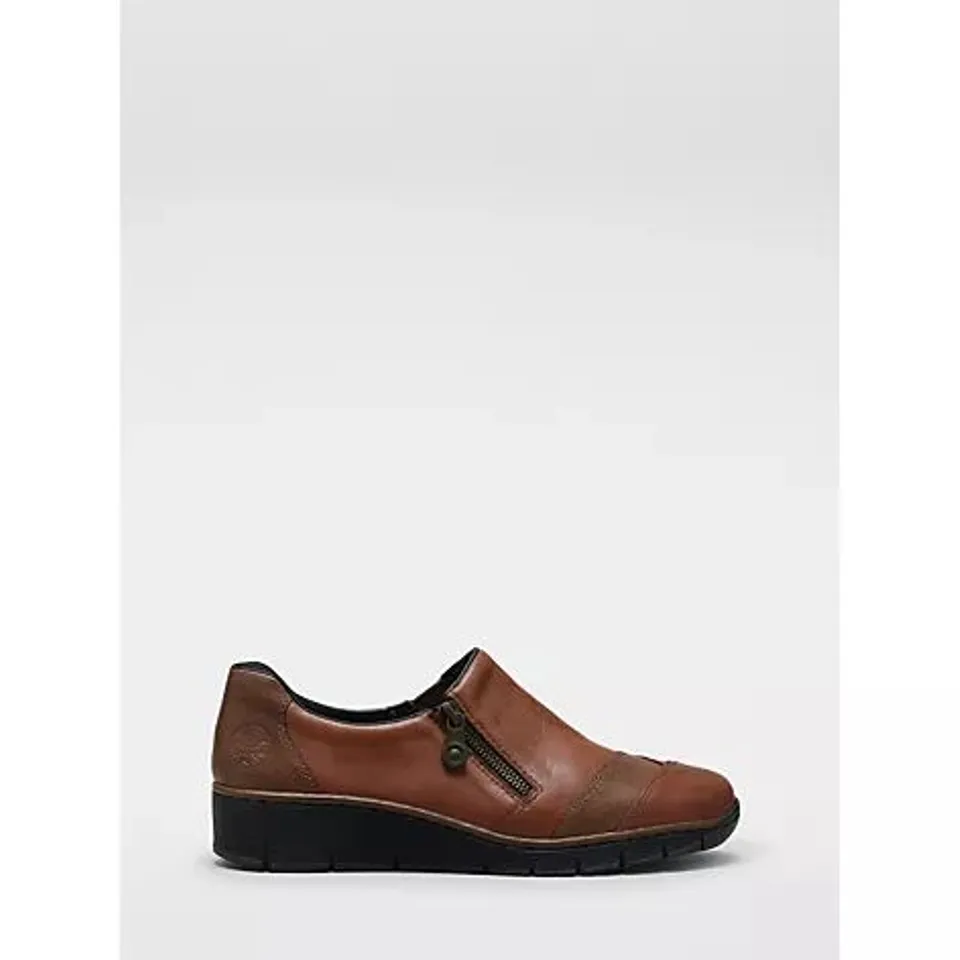 RIEKER SIDE ZIP SHOE- CHESTNUT SIZE 5
