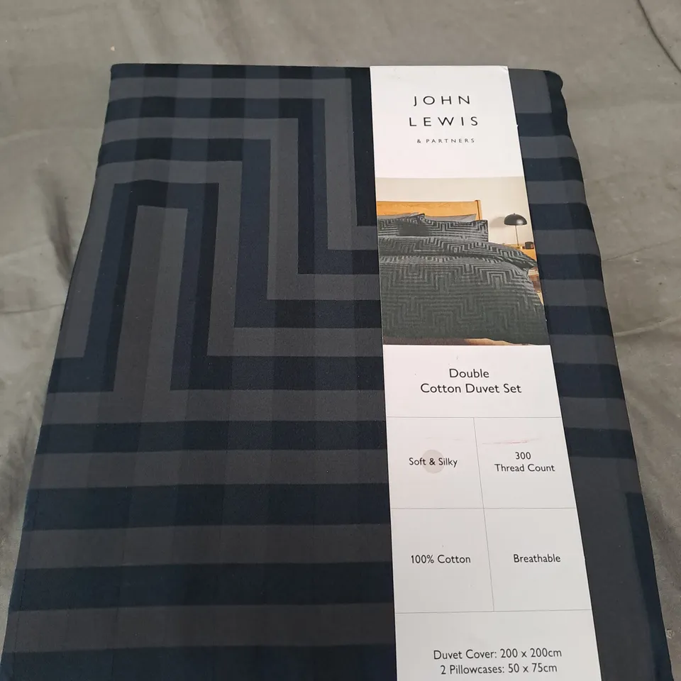 JOHN LEWIS SOFT & SILKY DUVET SET - BLACK - DOUBLE