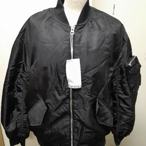 BERSHKA BLACK BOMBER JACKET - L