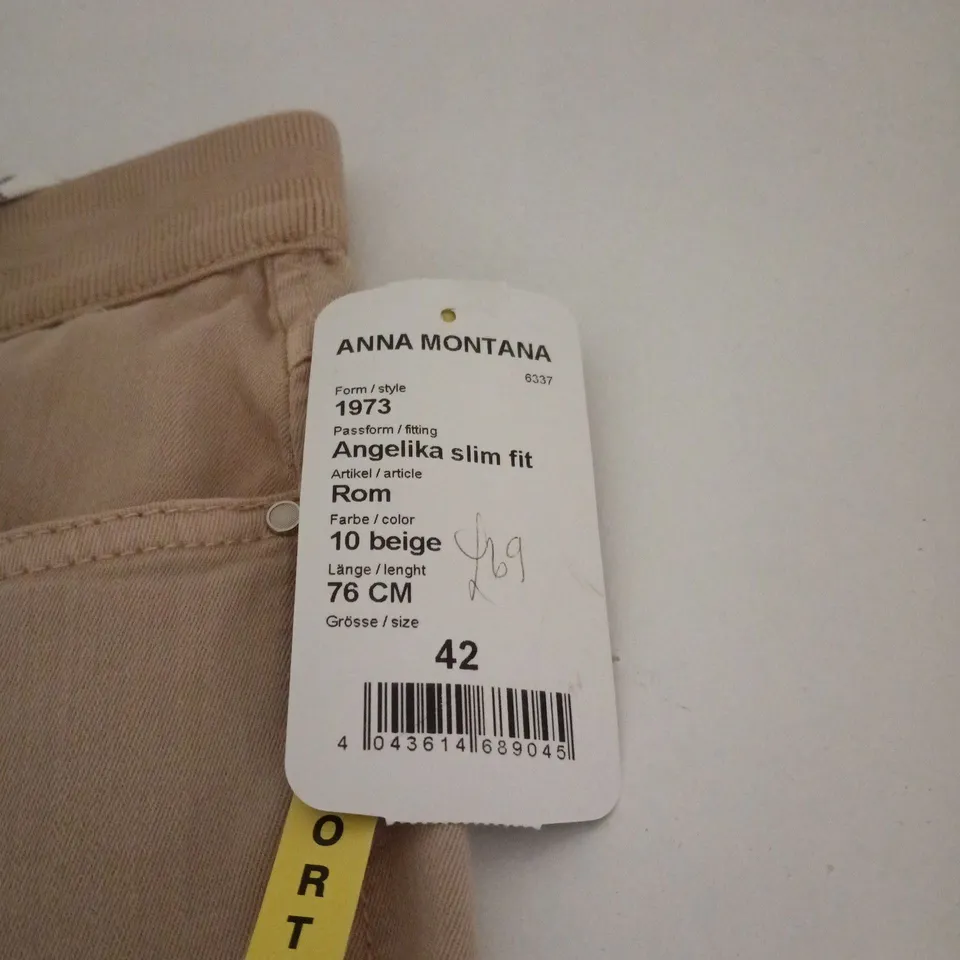 ANNA MONTANA WELLNESS STRETCH JEANS ANGELIKA SLIM FIT BEIGE UK 16 TAGGED