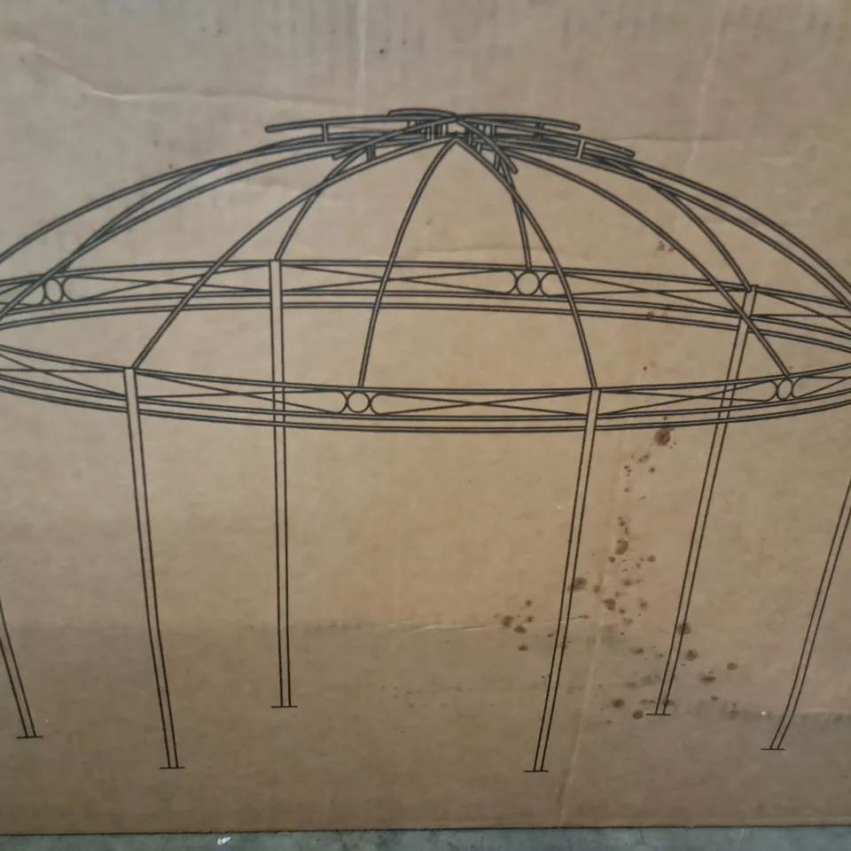 BOXED SHOWERPROOF 3M ROUND STEEL GAZEBO IN CREAM - 1 BOX