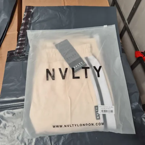 NVLTY PANELLED LUXE TRACK PANTS – IVORY – UK MEDIUM (ORIGINAL: MEDIUM)