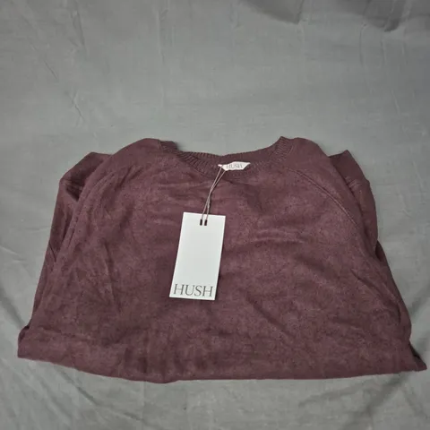 HUSH ELLE SUPERSOFT RAGLAN TOP IN CHOCOLATE MELANGE SIZE S