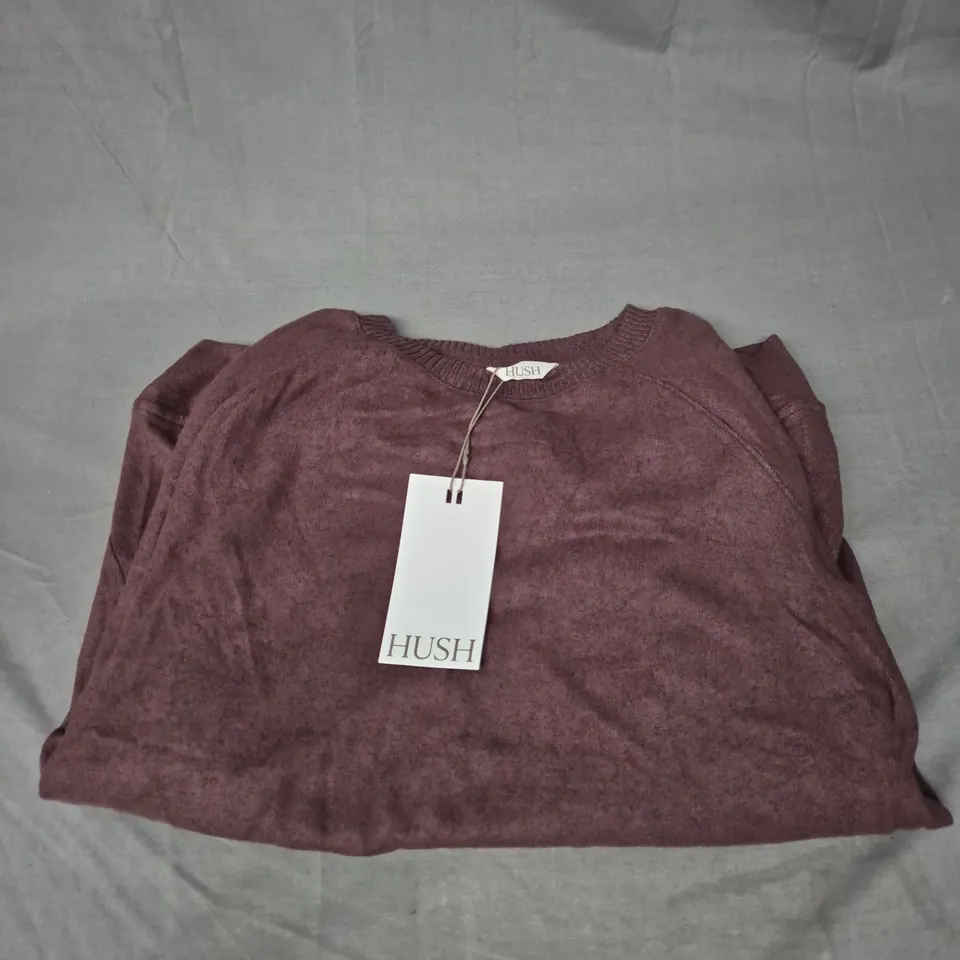 HUSH ELLE SUPERSOFT RAGLAN TOP IN CHOCOLATE MELANGE SIZE S