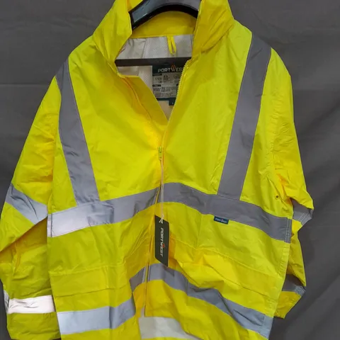 PORTWEST HI-VIS RAIN JACKET - LARGE