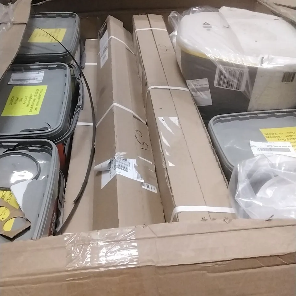 PALLET OF ASSORTED DIY, HOME IMPROVEMENT AND BUILDING PRODUCTS TO INCLUDE; PERMANENT POTHOLE REPAIR, INSULATION, WALL PANELLING, EASY FIX MORTAR ETC