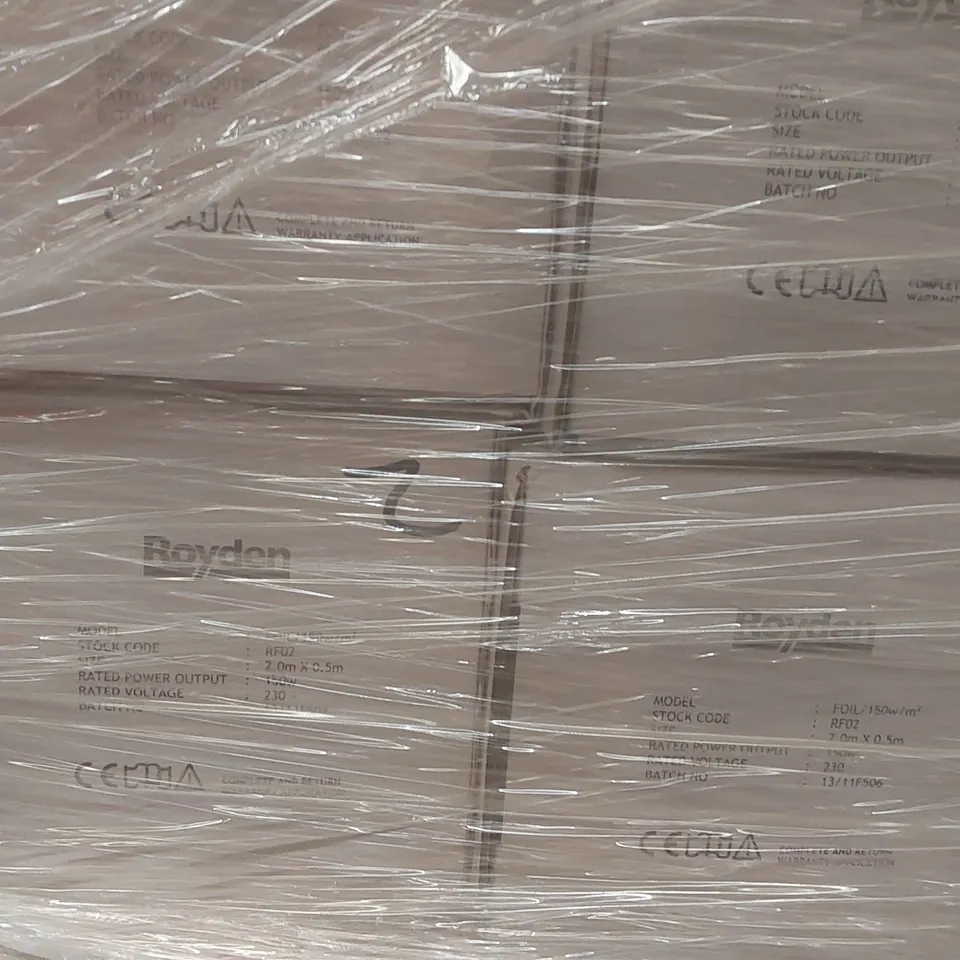 PALLET CONTAINING A VERY LARGE QUANTITY OF ASSORTED ROYDEN UNDERFLOOR HEATING ITEMS