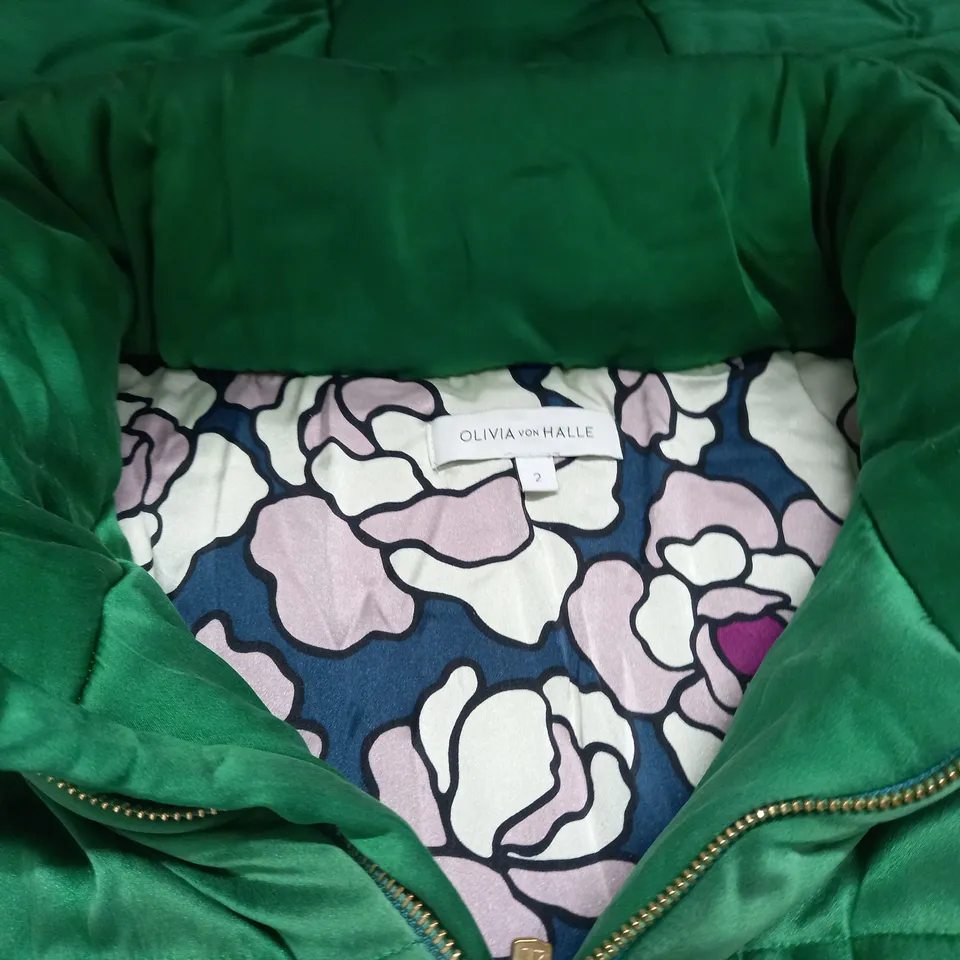 OLIVIA VON HALLE GREEN PADDED COAT - 2