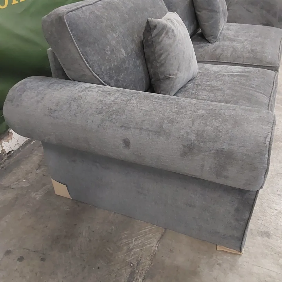 DESIGNER BEATRICE 3 SEATER FABRIC UPHOLSTERED SOFA - CHARCOAL