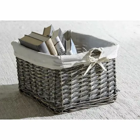 BOXED HOUSE ADDITIONS STORAGE WICKER BASKET 19H X 32W X 28DCM, GREY