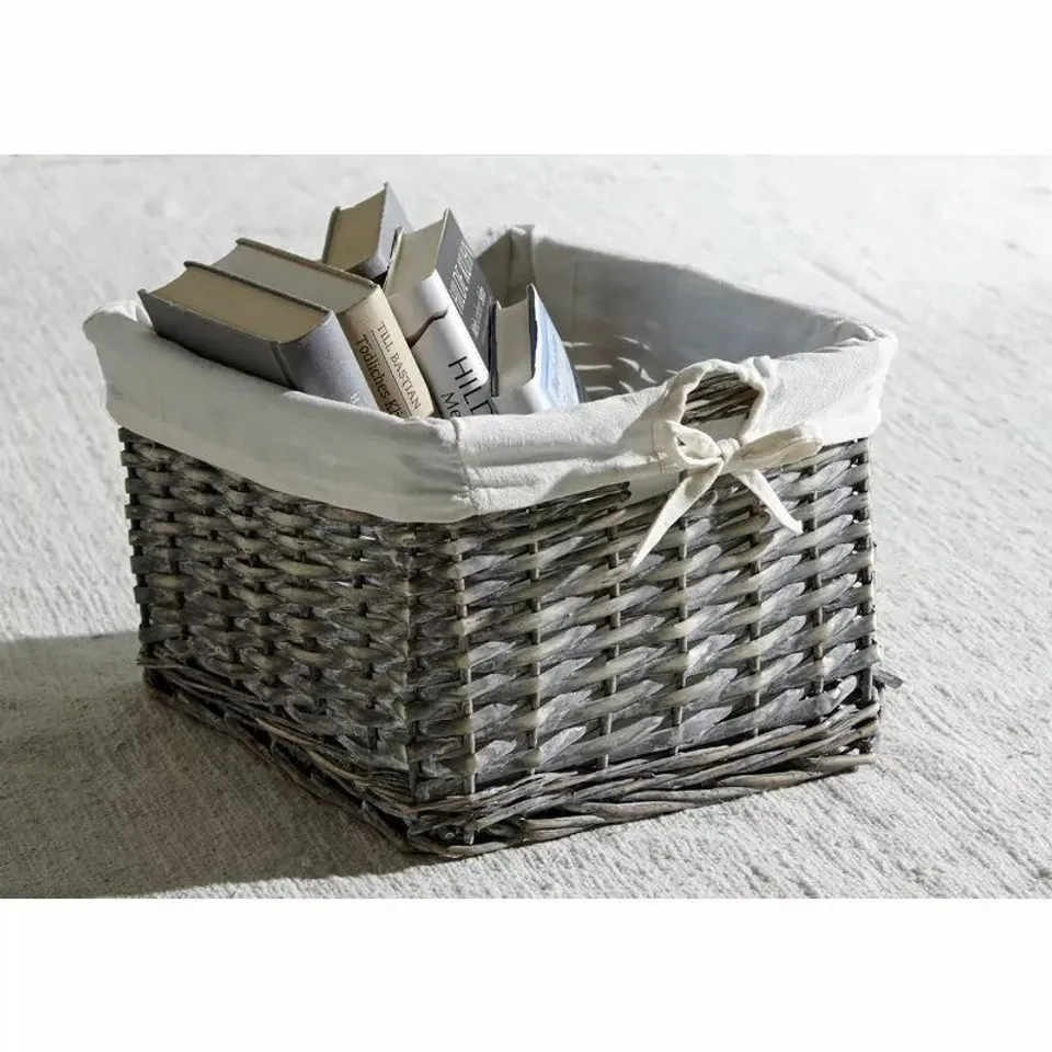 BOXED HOUSE ADDITIONS STORAGE WICKER BASKET 19H X 32W X 28DCM, GREY