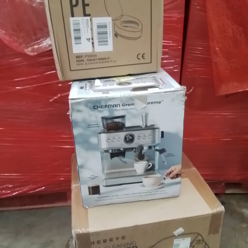 PALLET OF ASSORTED HOUSEHOLD GOODS AND PRODUCTS TO INCLUDE;SELF CLEANING CAT LITTER BOX,COFFEE MACHINE,TOILET SEAT 