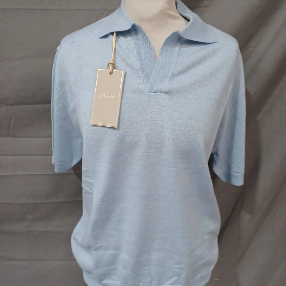 BOXED AURELIEN CASHWOOL BLUE POLO SHIRT - 48 M