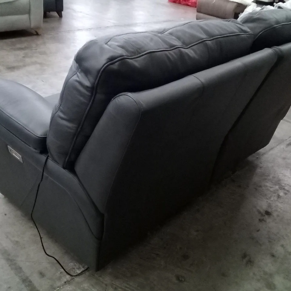 DESIGNER G PLAN SEATTLE 2.5 SEATER ELECTRIC RECLINER DBL SOFA - CAMBRIDGE PETROL BLUE LEATHER 