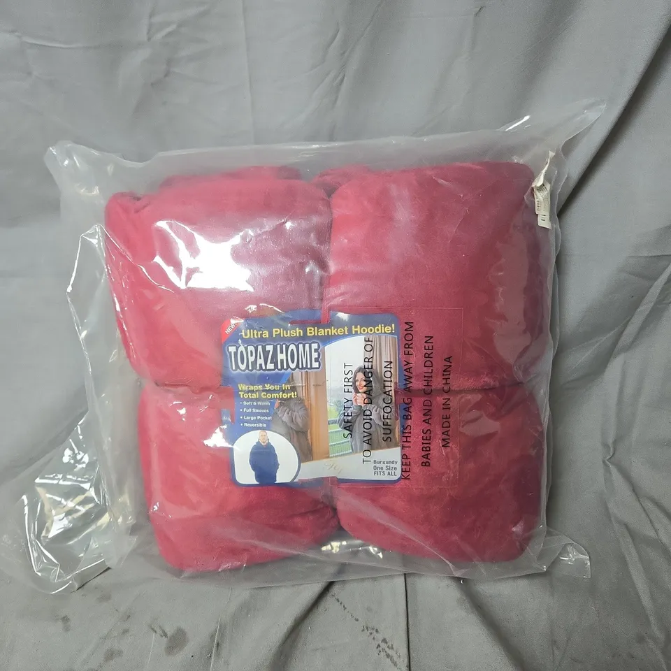 TOPAZ HOME ULTRA PLUSH BLANKET HOODIE – BURGUNDY 